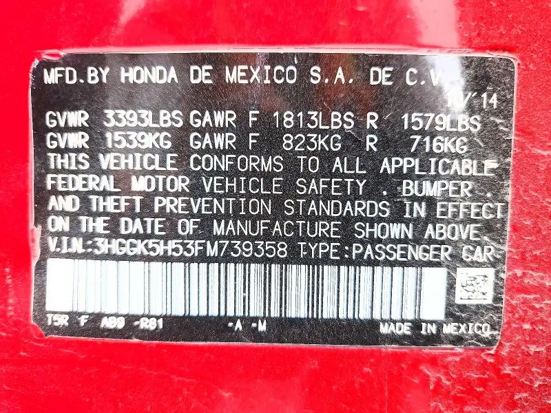 2015 HONDA FIT LX  