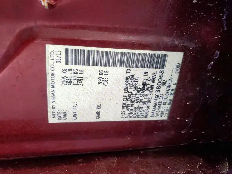 2016 NISSAN MAXIMA 3.5S  