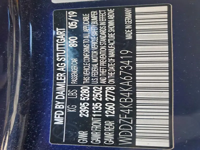 2019 MERCEDES-BENZ E 300 4MATIC  