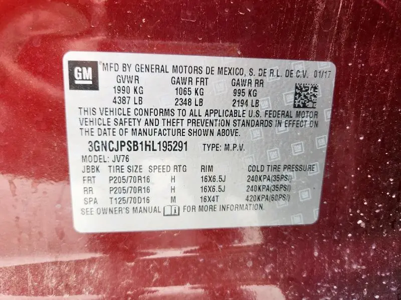 2017 CHEVROLET TRAX 1LT