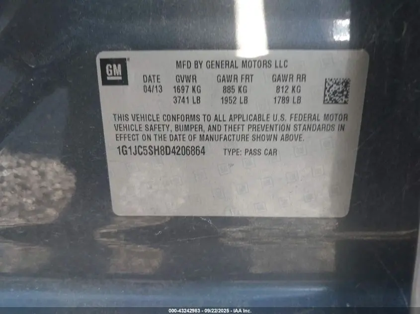 2013 CHEVROLET SONIC LT AUTO