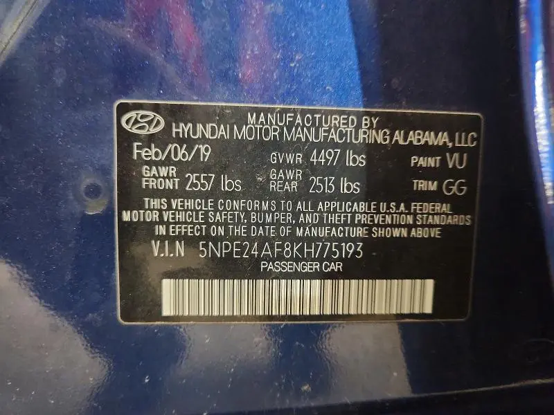 2019 HYUNDAI SONATA SE  