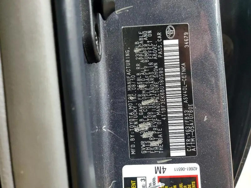 2011 TOYOTA CAMRY LE  