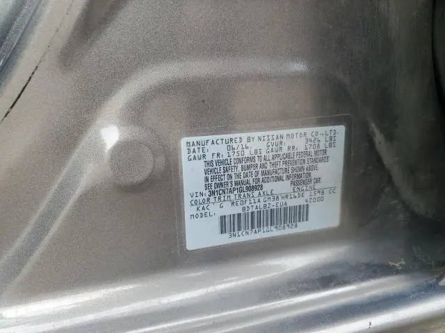 2016 NISSAN VERSA S  