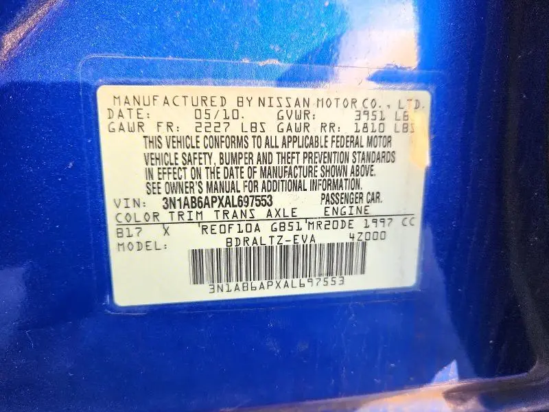 2010 NISSAN SENTRA 2.0  