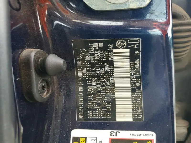 2012 TOYOTA COROLLA LE  