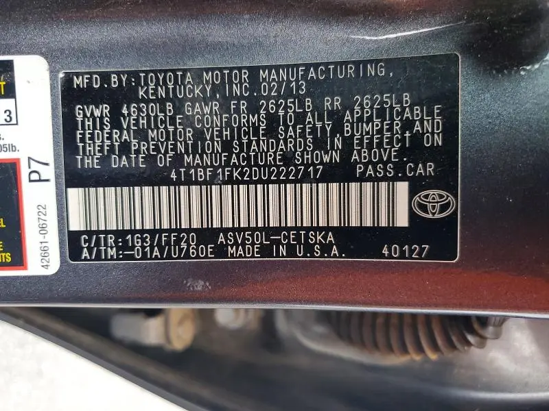 2013 TOYOTA CAMRY SE  