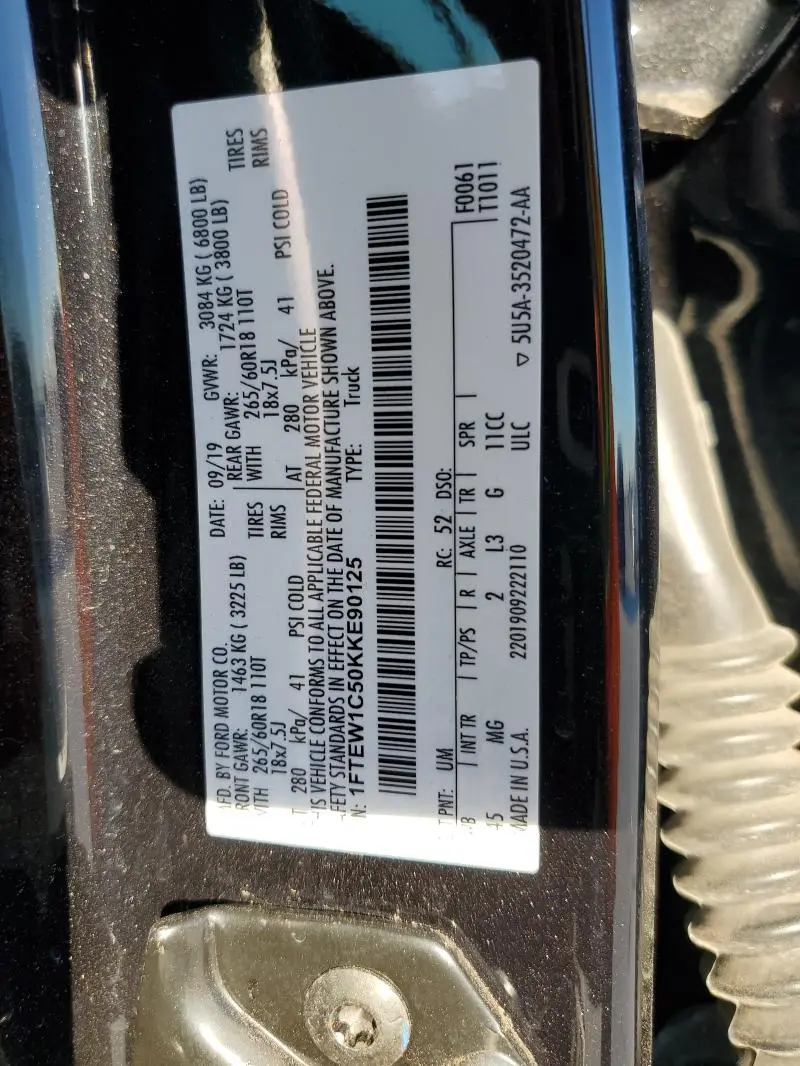 2019 FORD F150 SUPERCREW  