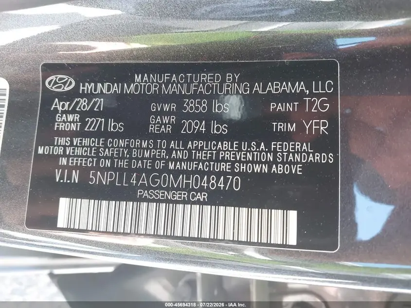2021 HYUNDAI ELANTRA SE