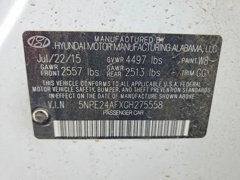 2016 HYUNDAI SONATA SE  
