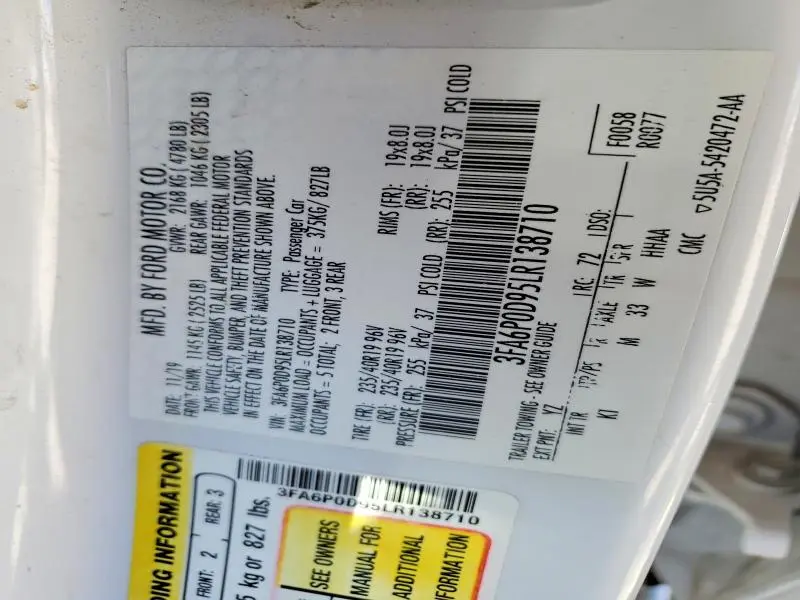 2020 FORD FUSION TITANIUM  