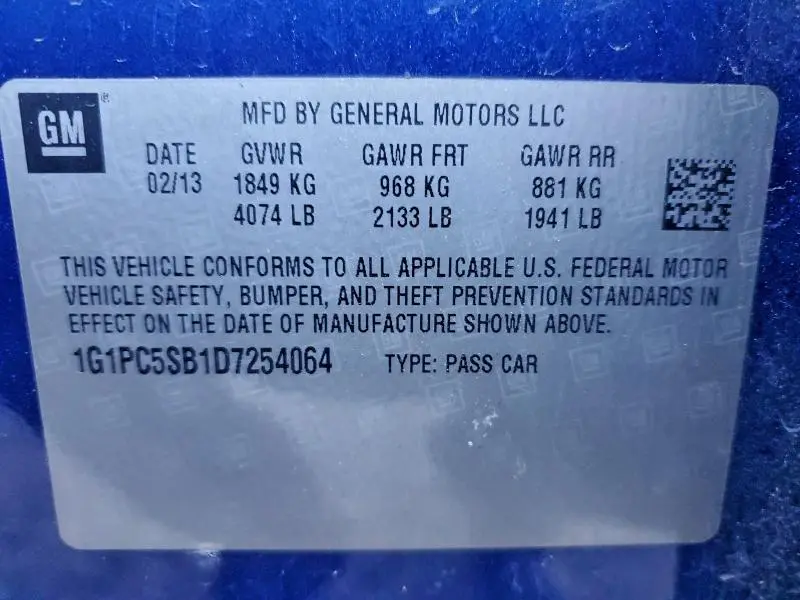 2013 CHEVROLET CRUZE LT  