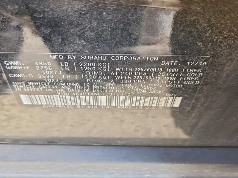 2020 SUBARU OUTBACK LIMITED  