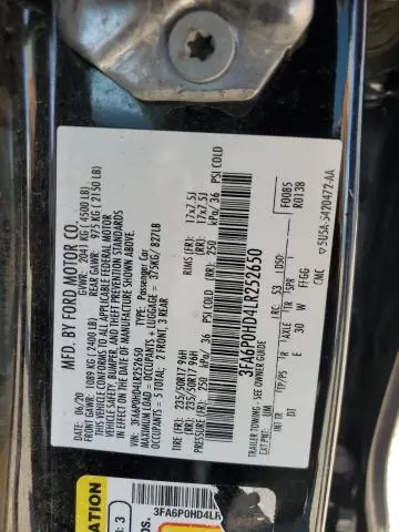 2020 FORD FUSION SE  