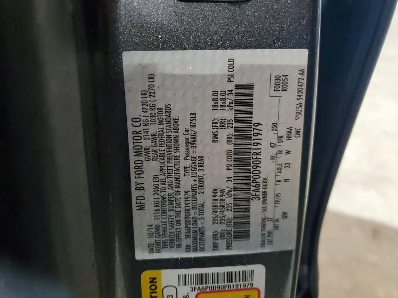 2015 FORD FUSION TITANIUM  