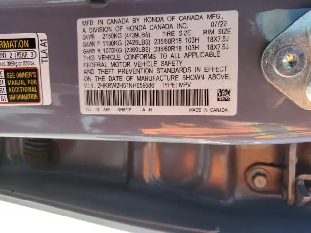 2022 HONDA CR-V EX  