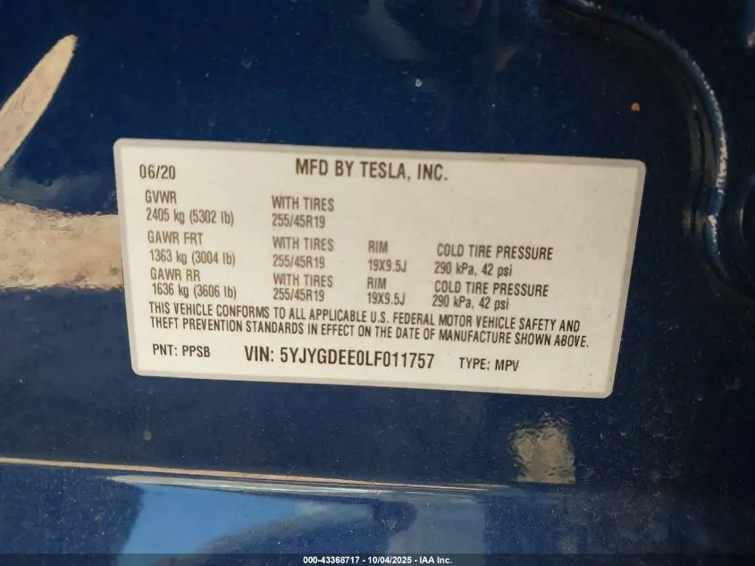 2020 TESLA MODEL Y LONG RANGE DUAL MOTOR ALL-WHEEL DRIVE