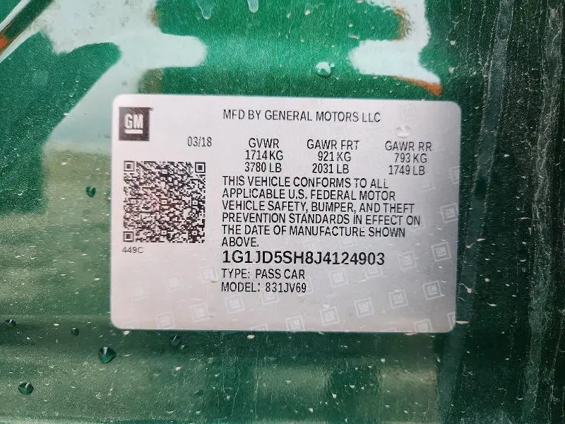 2018 CHEVROLET SONIC LT  