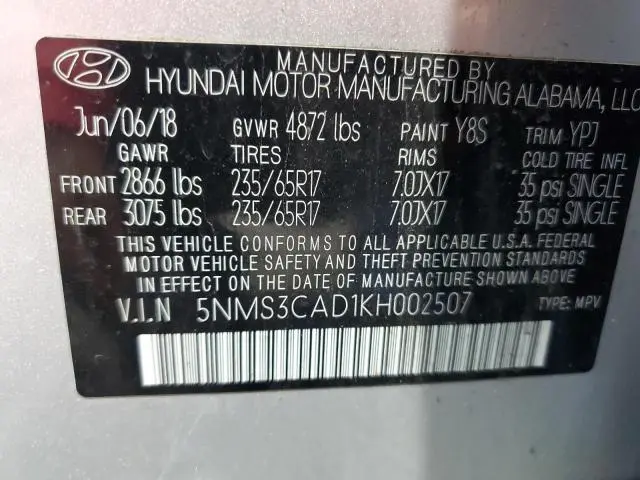 2019 HYUNDAI SANTA FE SEL