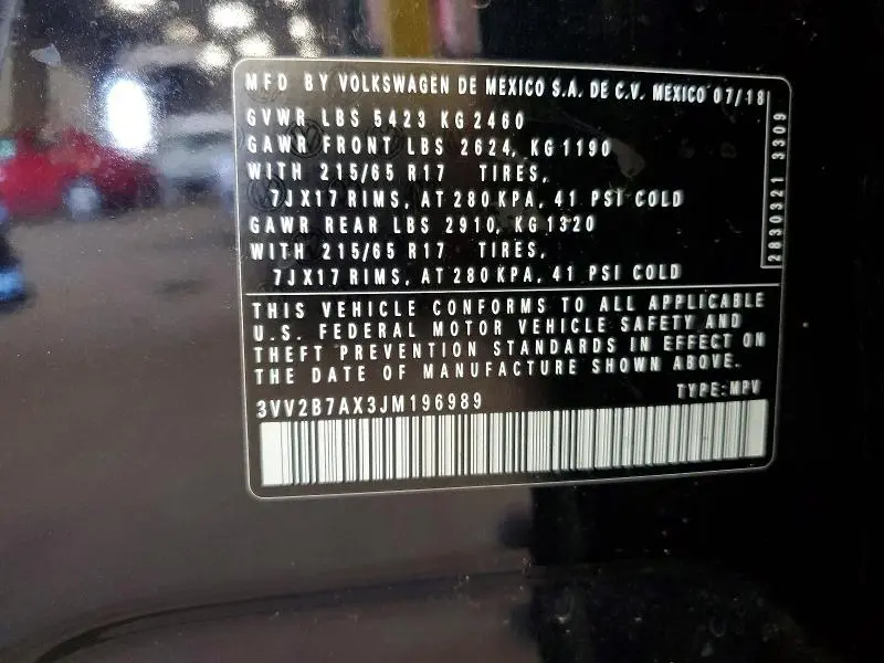 2018 VOLKSWAGEN TIGUAN SE  