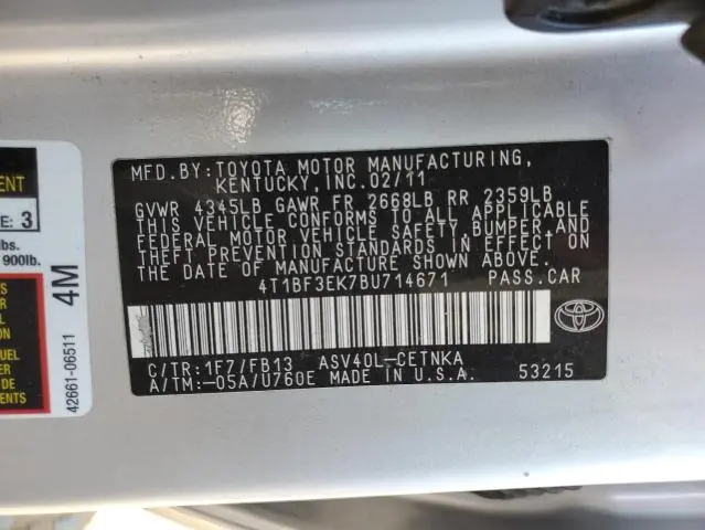 2011 TOYOTA CAMRY BASE  