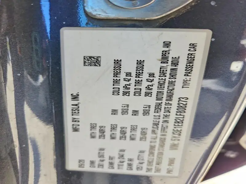 2020 TESLA MODEL 3   