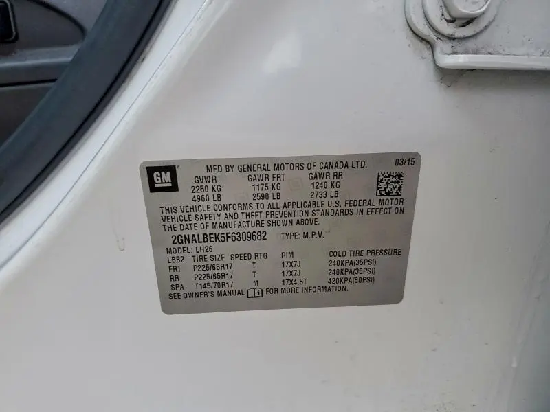 2015 CHEVROLET EQUINOX LT  