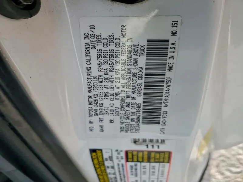 2010 TOYOTA TACOMA ACCESS CAB  