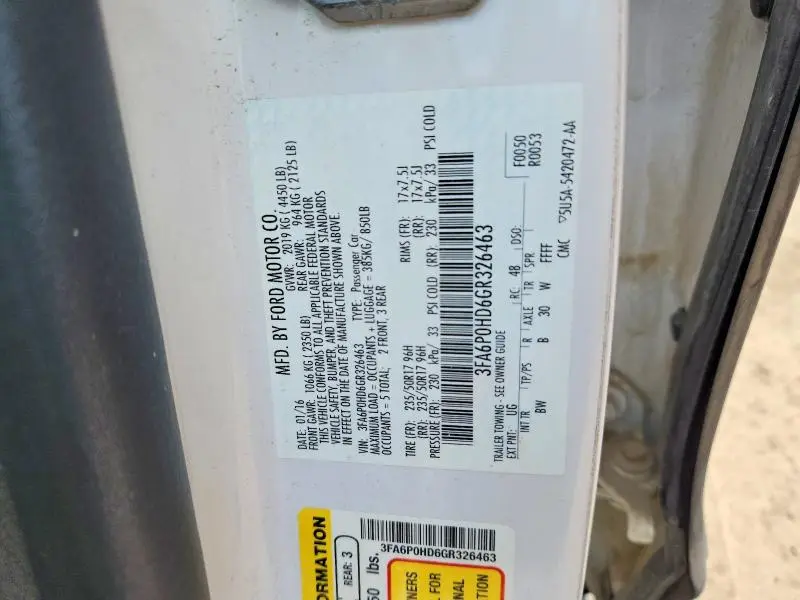 2016 FORD FUSION SE  