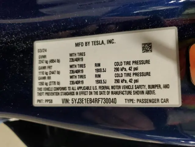 2024 TESLA MODEL 3   