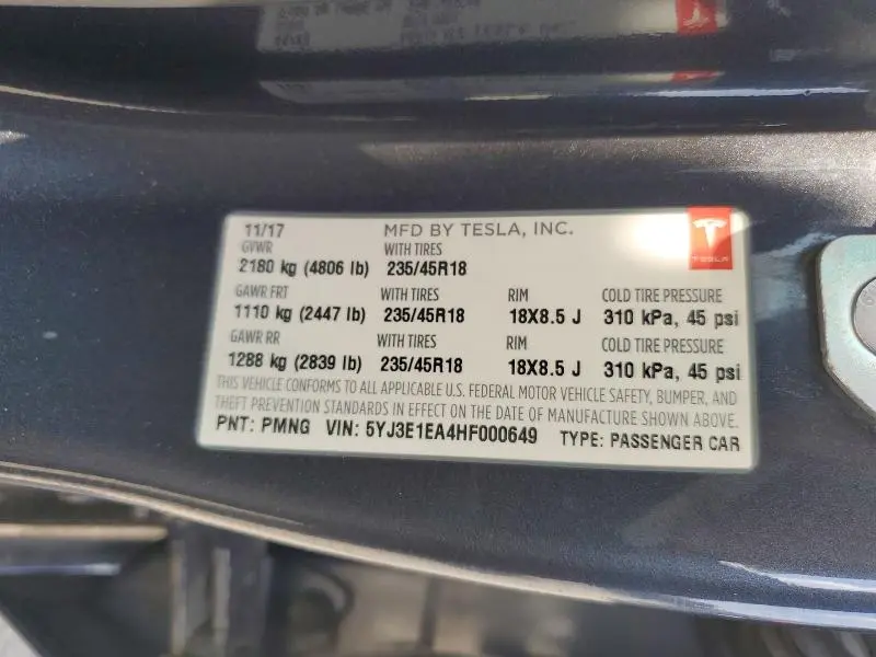 2017 TESLA MODEL 3   