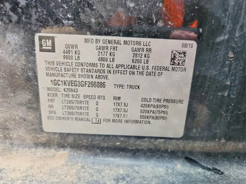 2016 CHEVROLET SILVERADO K2500 HEAVY DUTY LT  