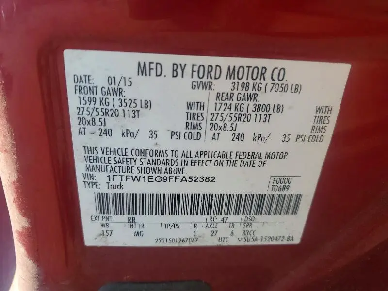 2015 FORD F150 SUPERCREW  