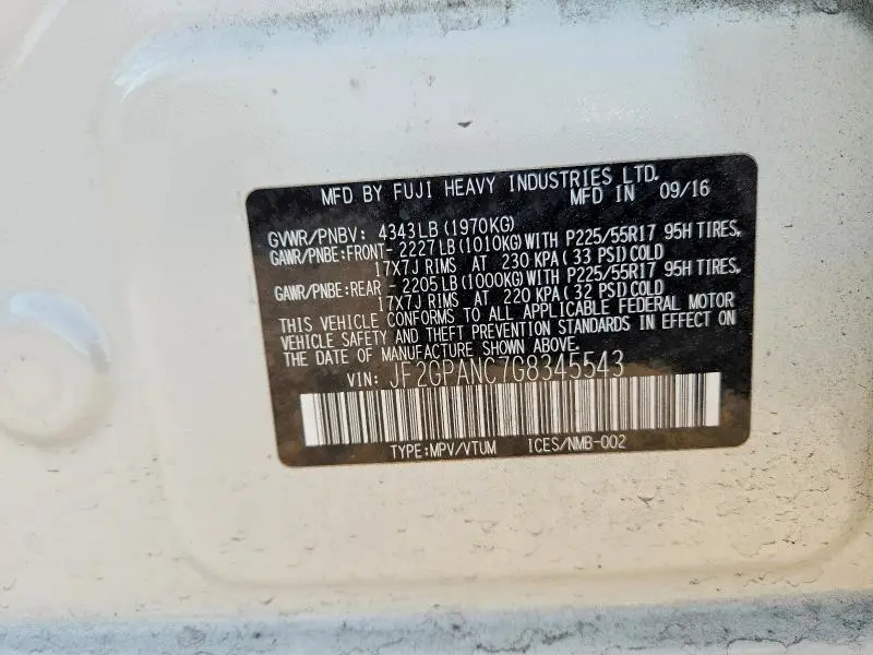 2016 SUBARU CROSSTREK LIMITED  