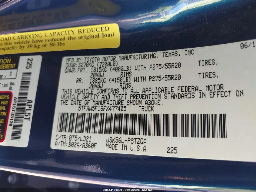 2015 TOYOTA TUNDRA 1794 5.7L V8