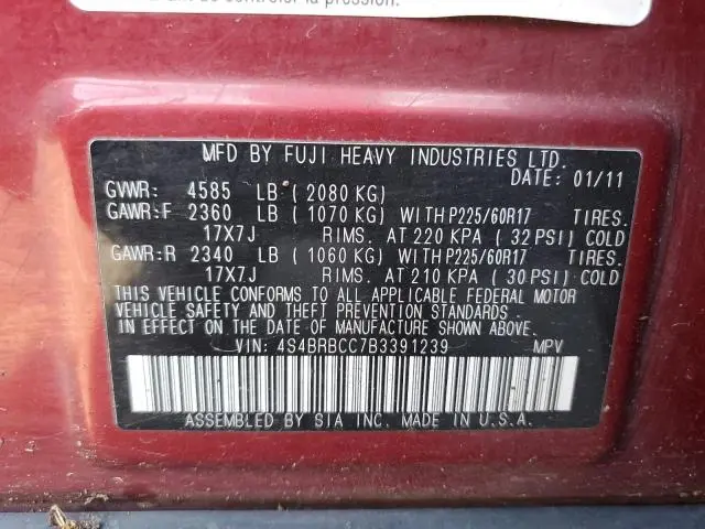 2011 SUBARU OUTBACK 2.5I PREMIUM  