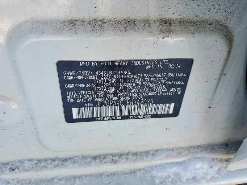 2014 SUBARU XV CROSSTREK 2.0 LIMITED  