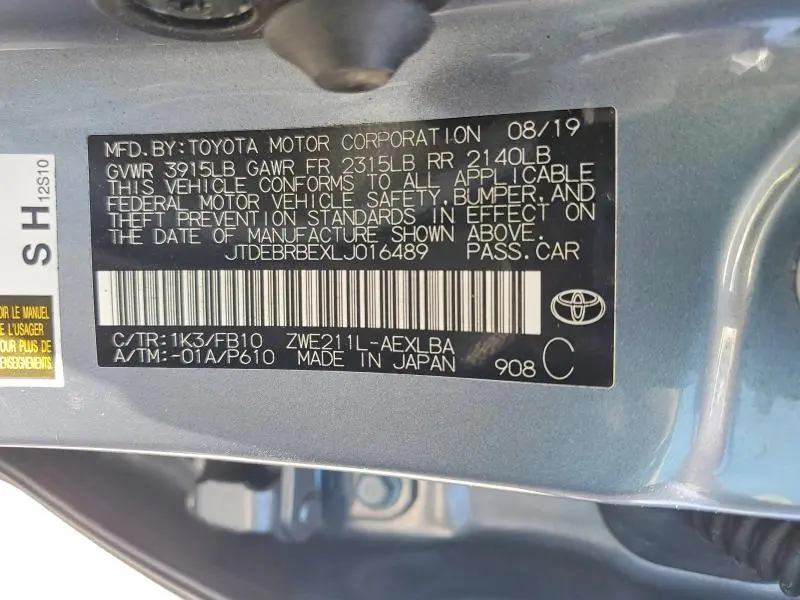 2020 TOYOTA COROLLA LE  