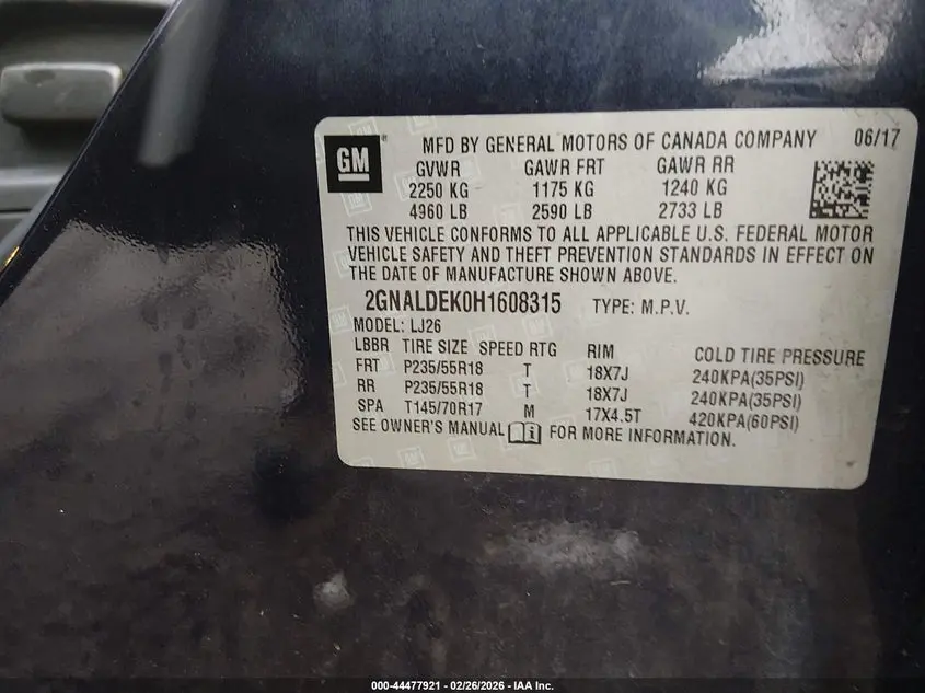 2017 CHEVROLET EQUINOX PREMIER