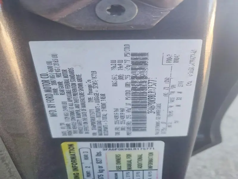 2020 FORD FUSION TITANIUM  