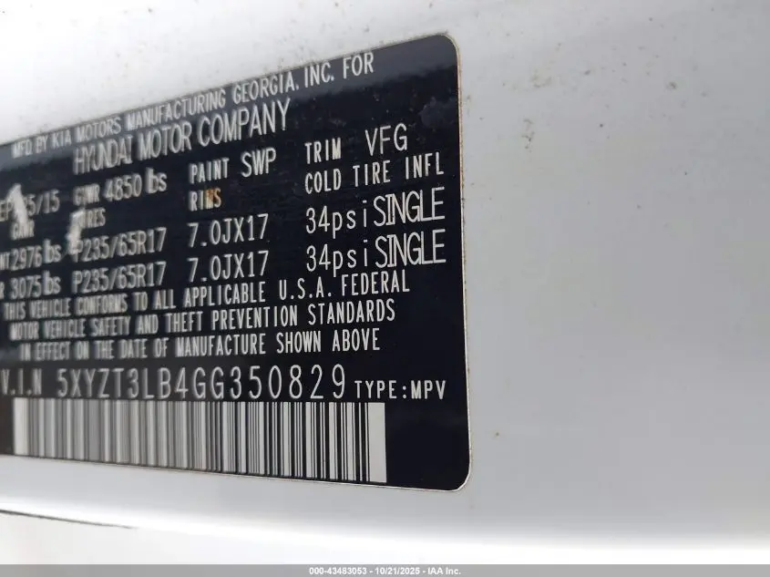 2016 HYUNDAI SANTA FE SPORT 2.4L