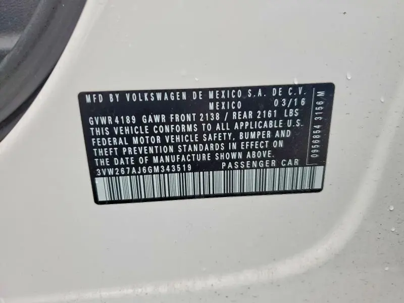 2016 VOLKSWAGEN JETTA S  