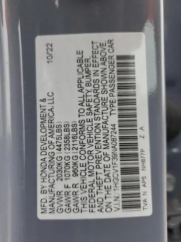 2022 HONDA ACCORD SPORT  