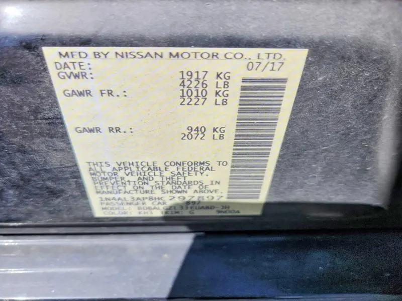 2017 NISSAN ALTIMA 2.5 S  