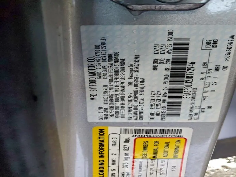 2018 FORD FUSION SE HYBRID  