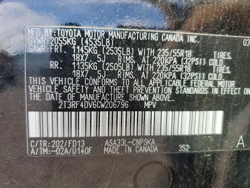 2012 TOYOTA RAV4 SPORT  