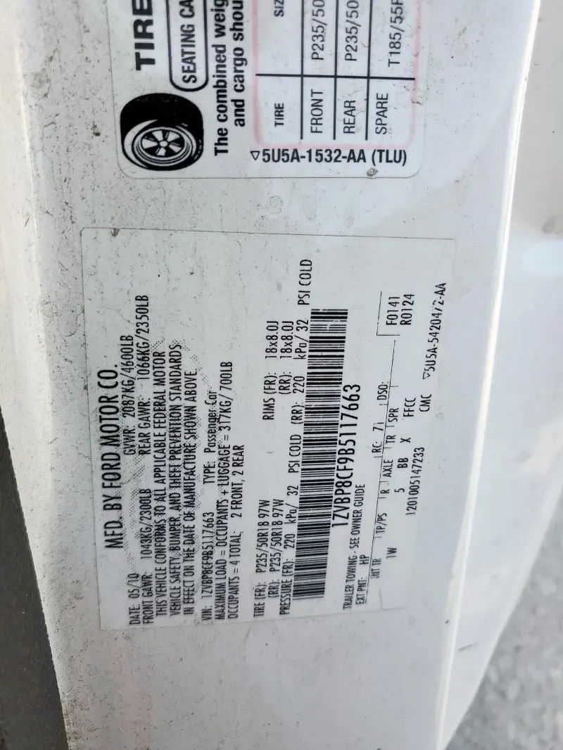 2011 FORD MUSTANG GT