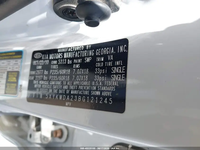 2011 KIA SORENTO SX V6