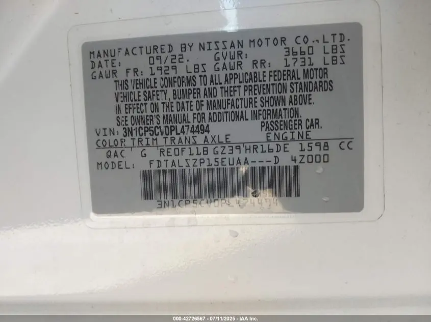 2023 NISSAN KICKS SV XTRONIC CVT