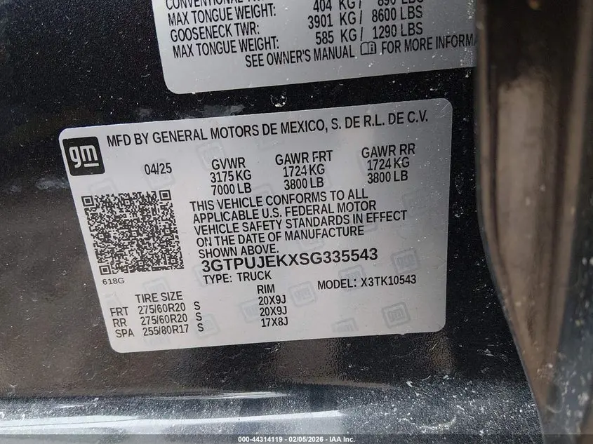 2025 GMC SIERRA 1500 4WD  SHORT BOX ELEVATION WITH 3VL